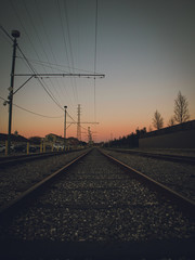 Fototapeta na wymiar train at sunset