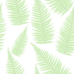 Botanical seamless pattern with fern leaves in pastel colors. Modern vector texture on white background. Good for fashion prints and other design. Natural hand drawing illustration. Retro style