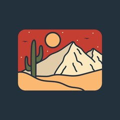 simple logo badge desert design, for t-shirt prints, patches, emblems, posters, badges and labels and other uses