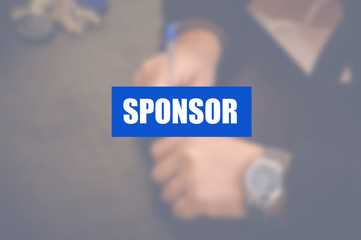 Sponsor word with business blurring background