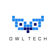 Owl tech logo design vector