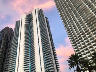 Modern design minimal architecture luxury residential or resort hotel towers or skyscrapers in...