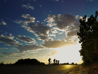 Cycle early morning sunrise ride