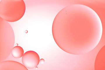 Oil and water bubbles abstract macro extreme closeup in peach pink colour