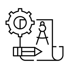 Engineering drawing line icon, concept sign, outline vector illustration, linear symbol.