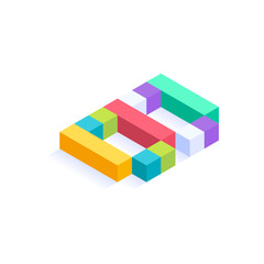 Letter B Isometric colorful cubes 3d design, three-dimensional letter vector illustration isolated on white background