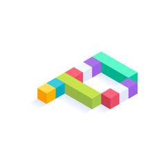 Obraz premium Letter P Isometric colorful cubes 3d design, three-dimensional letter vector illustration isolated on white background