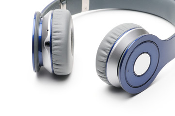 Modern headphones for listening to sound and music on a white background