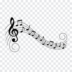Music notes, music background, vector illustration.