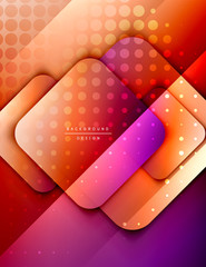 Rounded squares shapes composition geometric abstract background. 3D shadow effects and fluid gradients. Modern overlapping forms.