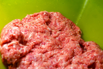Freshly prepared minced beef and pork