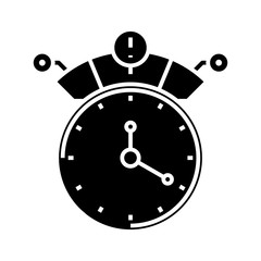 Alarm black icon, concept illustration, vector flat symbol, glyph sign.