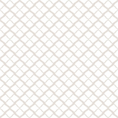 Subtle vector geometric seamless pattern. Simple white and beige texture. Background with mesh, lattice, net, grid, tissue. Delicate abstract ornament. Elegant repeat design for decoration, wallpapers
