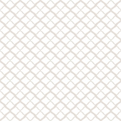 Subtle vector geometric seamless pattern. Simple white and beige texture. Background with mesh, lattice, net, grid, tissue. Delicate abstract ornament. Elegant repeat design for decoration, wallpapers