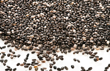 Background of chia seeds. Top view.