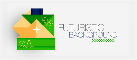 Abstract background, geometric business multicolored paper infographic - triangle frames for text, icons or graphics on light background with copyspace. Vector Illustration For Wallpaper, Banner