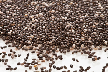 Background of chia seeds. Top view.