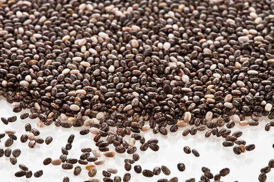Background of chia seeds. Top view. © Snowbelle