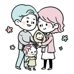 家族 赤ちゃん イラスト パステル