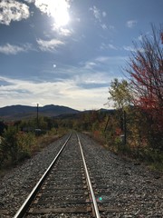 Fototapeta na wymiar Tracks toward the mountains