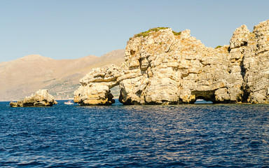Fototapeta na wymiar Wild beautiful coastline at the Zingaro Natural Reserve, Sicily, Italy