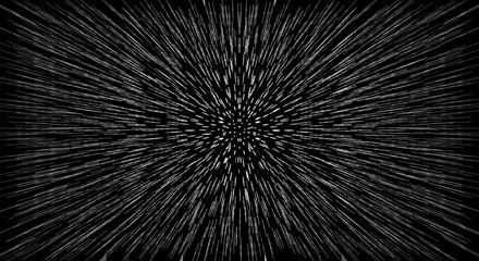 Space and stars on dark background. Starburst dynamic lines or rays.  Abstract geometric background motion pattern or explosion. 
