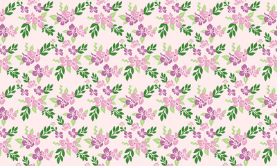 Pink rose floral pattern background for spring, with leaf and flower design.