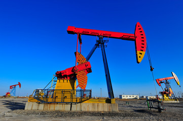 Fototapeta premium Oil pump working in the outdoor scene