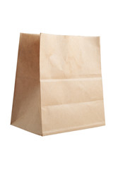 Brown paper bag isolate on a white background.