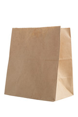 Brown paper bag isolate on a white background.