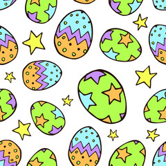 vector seamless pattern with hand-drawn colored Easter eggs. it can be used as Wallpaper, background, print, textile design, notebooks, phone cases, packaging paper, and more.