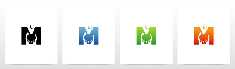 Flaming Skull On Letter Logo Design M