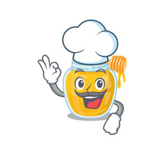 Honey cartoon character working as a chef and wearing white hat