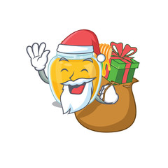 Santa honey Cartoon character design having box of gifts