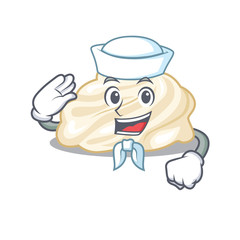 Whipped cream cartoon concept Sailor wearing hat
