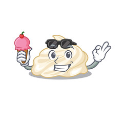happy face whipped cream cartoon design with ice cream