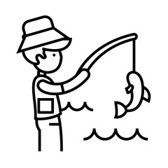 Fisherman line icon, concept sign, outline vector illustration, linear symbol.