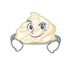 Cool whipped cream mascot character with Smirking face