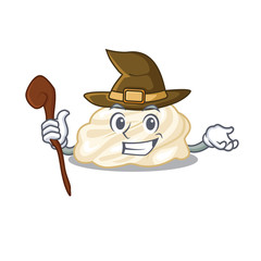 a mascot concept of whipped cream performed as a witch