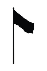 Swaying flag on post silhouette vector