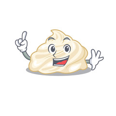 mascot cartoon concept whipped cream in One Finger gesture