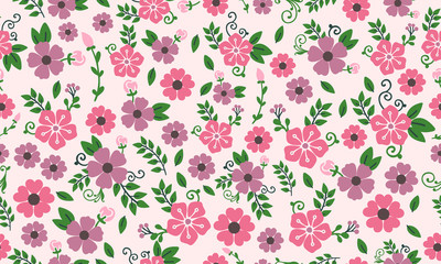 Beautiful flower for spring, with leaf and floral simple pattern background.