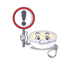 cute mascot character style of steamed egg raised up a sign