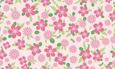 Obraz na płótnie Canvas Pink floral pattern background for spring, with elegant leaf and floral design.
