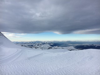 winter landscape with mountains and blue sky