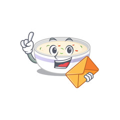 Happy face steamed egg mascot design with envelope