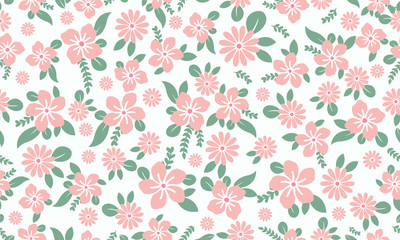 Fototapeta na wymiar Elegant wallpaper for spring, with beautiful leaf and flower pattern background design.