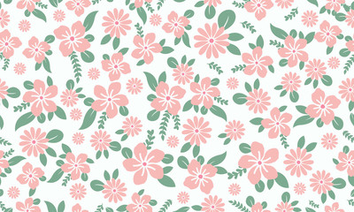 Elegant wallpaper for spring, with beautiful leaf and flower pattern background design.