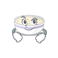 Cool steamed egg mascot character with Smirking face