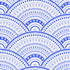 Ethnic circle shapes seamless geometric pattern.